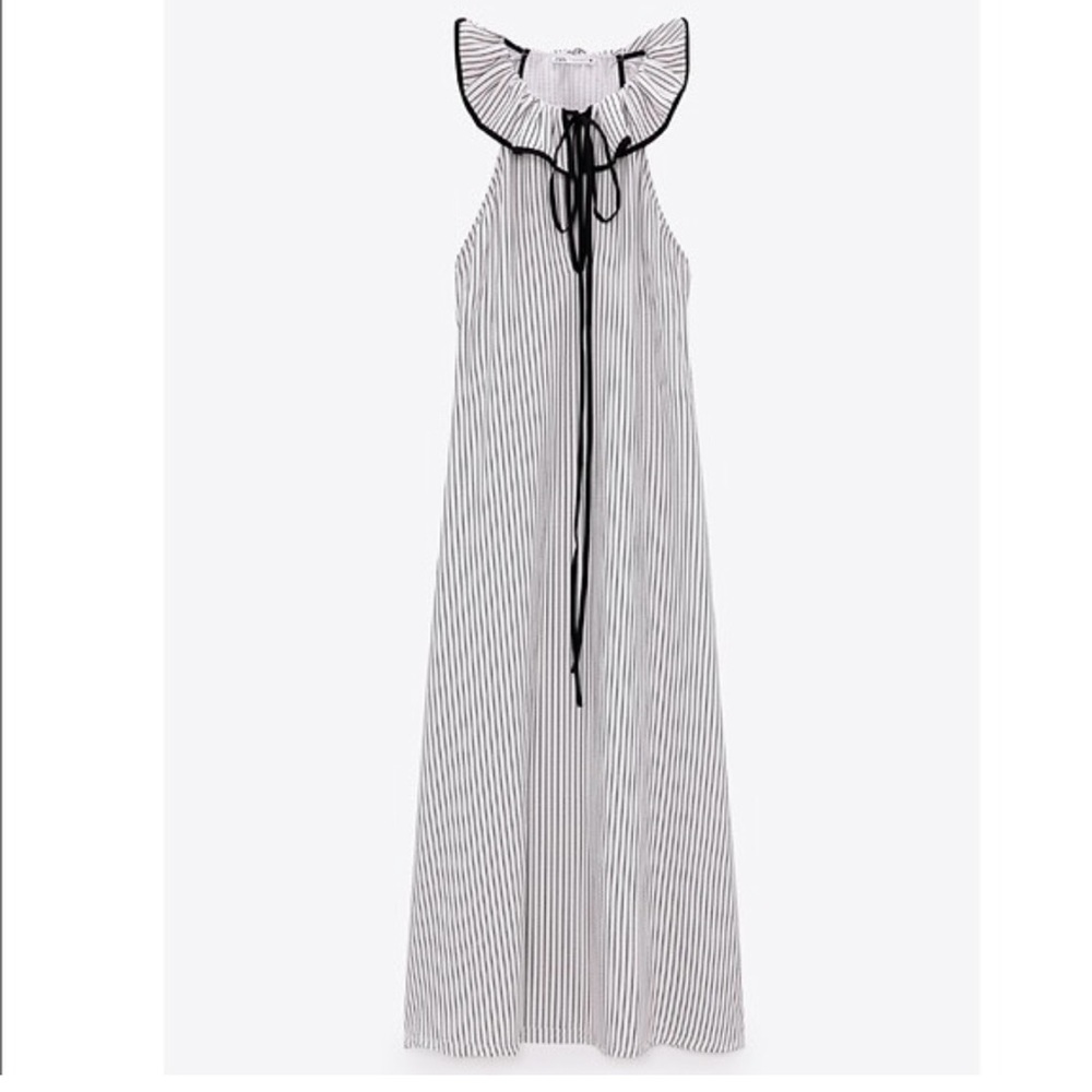 ZARA black & white striped sleeveless dress. Size Large. - Picture 5 of 12